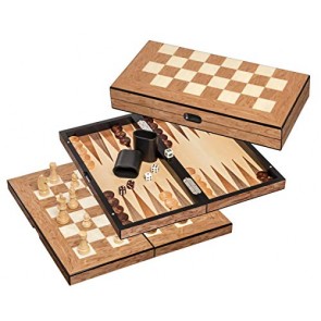 Philos 2518 Chess-Backgammon-Dame-Set, Field 40 Mm, Colour - Light Bro