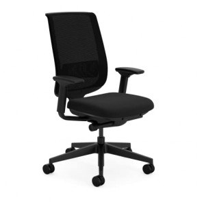 Steelcase Reply Air Office Chair, Plastic Stainless Steel Fabric, Onyx